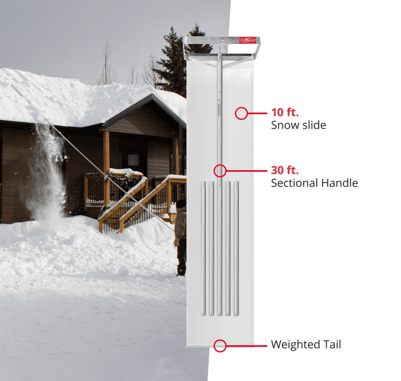 Grattoir de neige de 30 pi pour toit Snowpeeler
